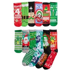 Men's 12 Days of Socks Christmas ELF Crew & Ankle Socks, Size 6-12